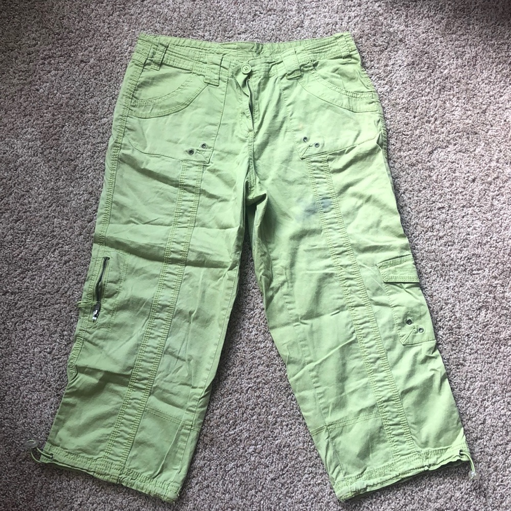 Style & co Lime green cargo khaki capris